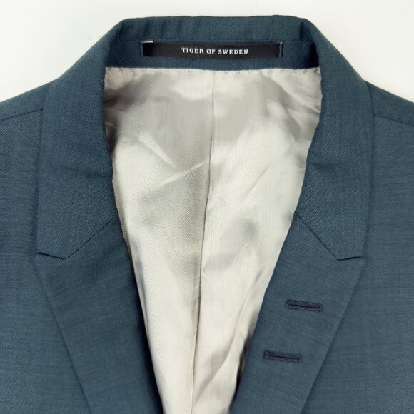 TIGER OF SWEDEN Evert 14 Wool 2B Col 33A Men's Petrol Blue Blazer sz EU 52 - Picture 3 of 10